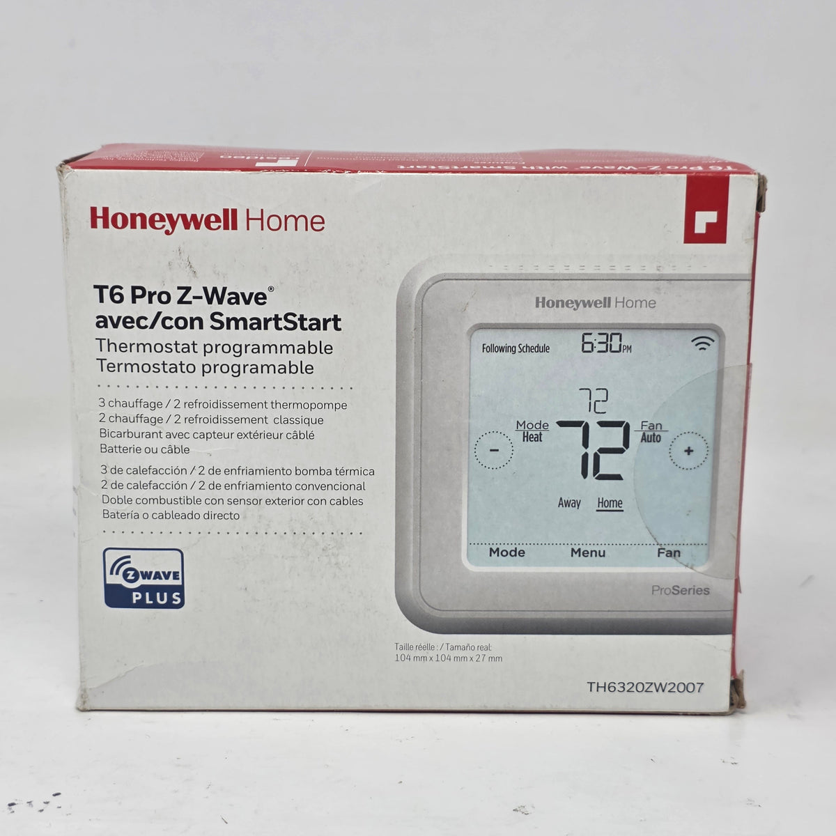 New Honeywell T6 Pro Z-Wave Smart Programmable Thermostat TH6320ZW2007
