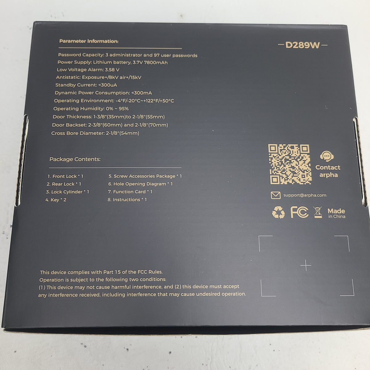 Arpha D289W Video Doorbell Deadbolt Smart Lock WiFi Keyless Fingerprint Entry