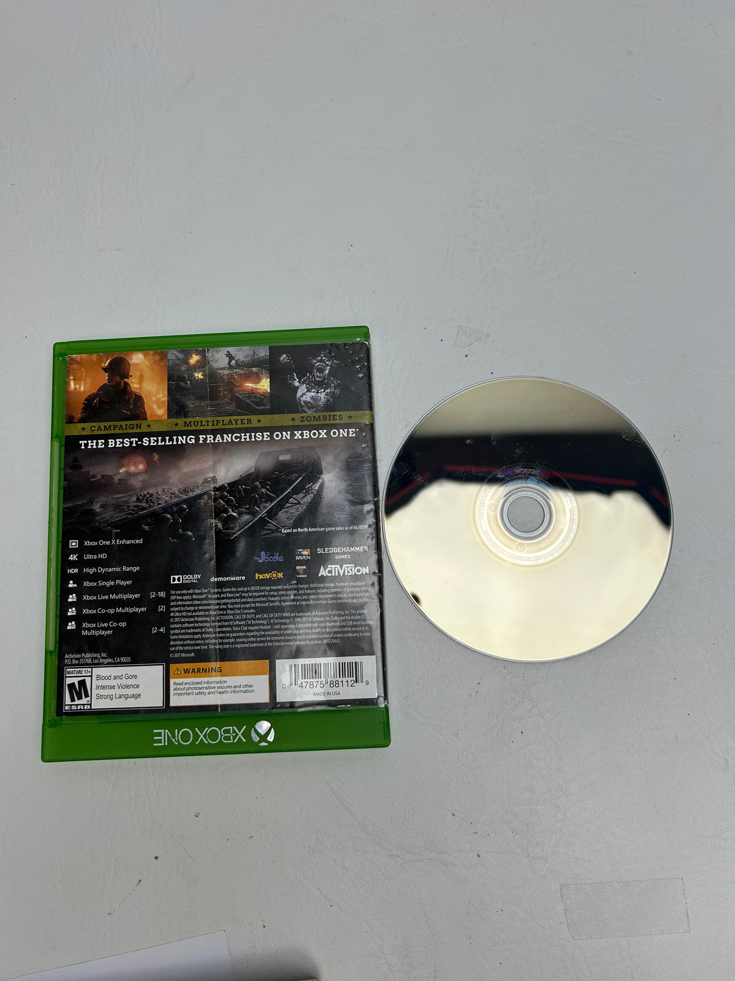 Lots of 2 Games Microsoft Xbox One Call of Duty WWII,Call Of Duty 4 Modern Warfare 