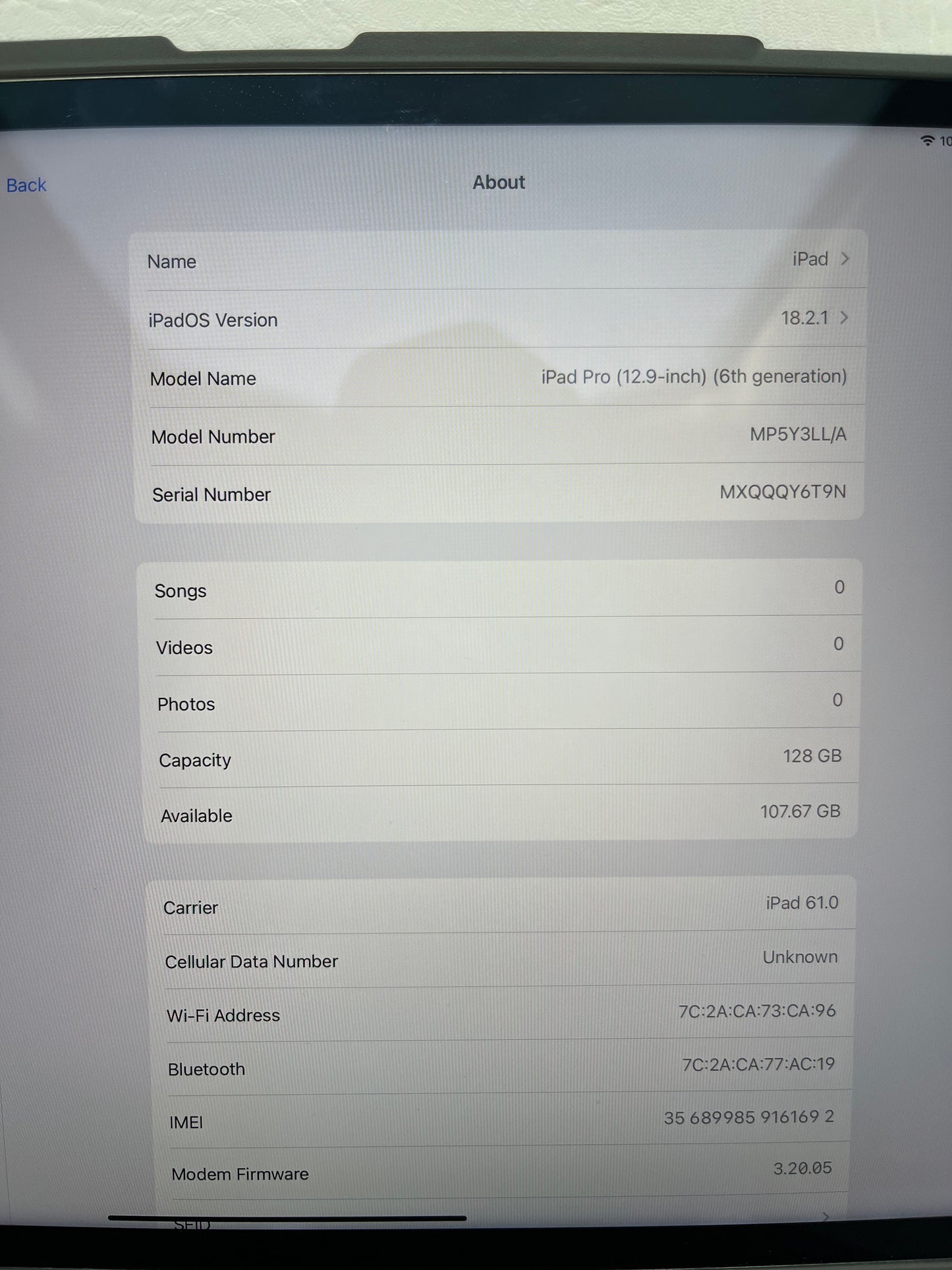 WiFi Only Apple iPad Pro 12.9" 6th Gen 128GB Silver MP5Y3LL/A