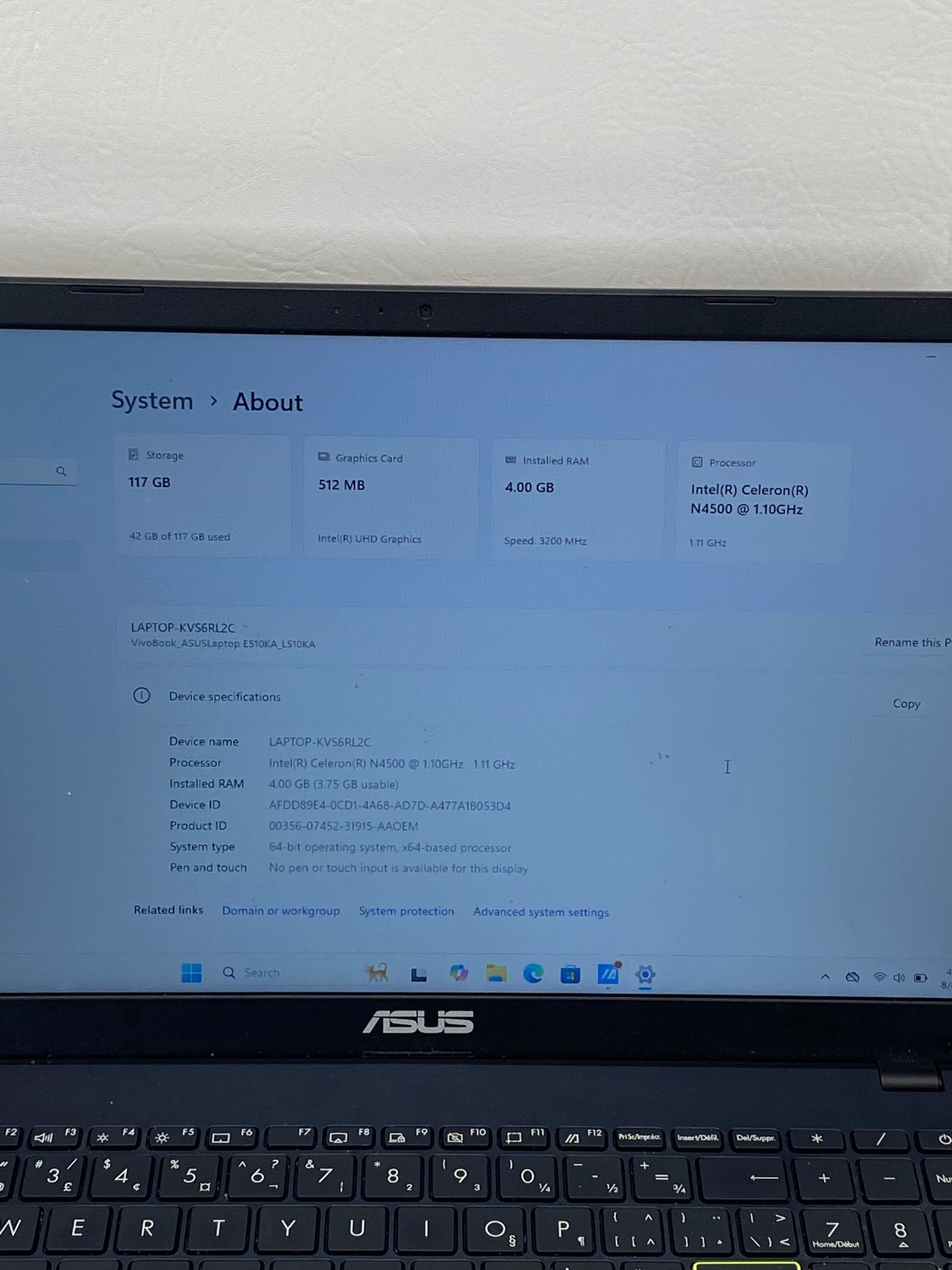 ASUS Vivobook E510 9560ngw 15.6″ Celeron N4500 1.10Ghz 4GB RAM 128GB SSD