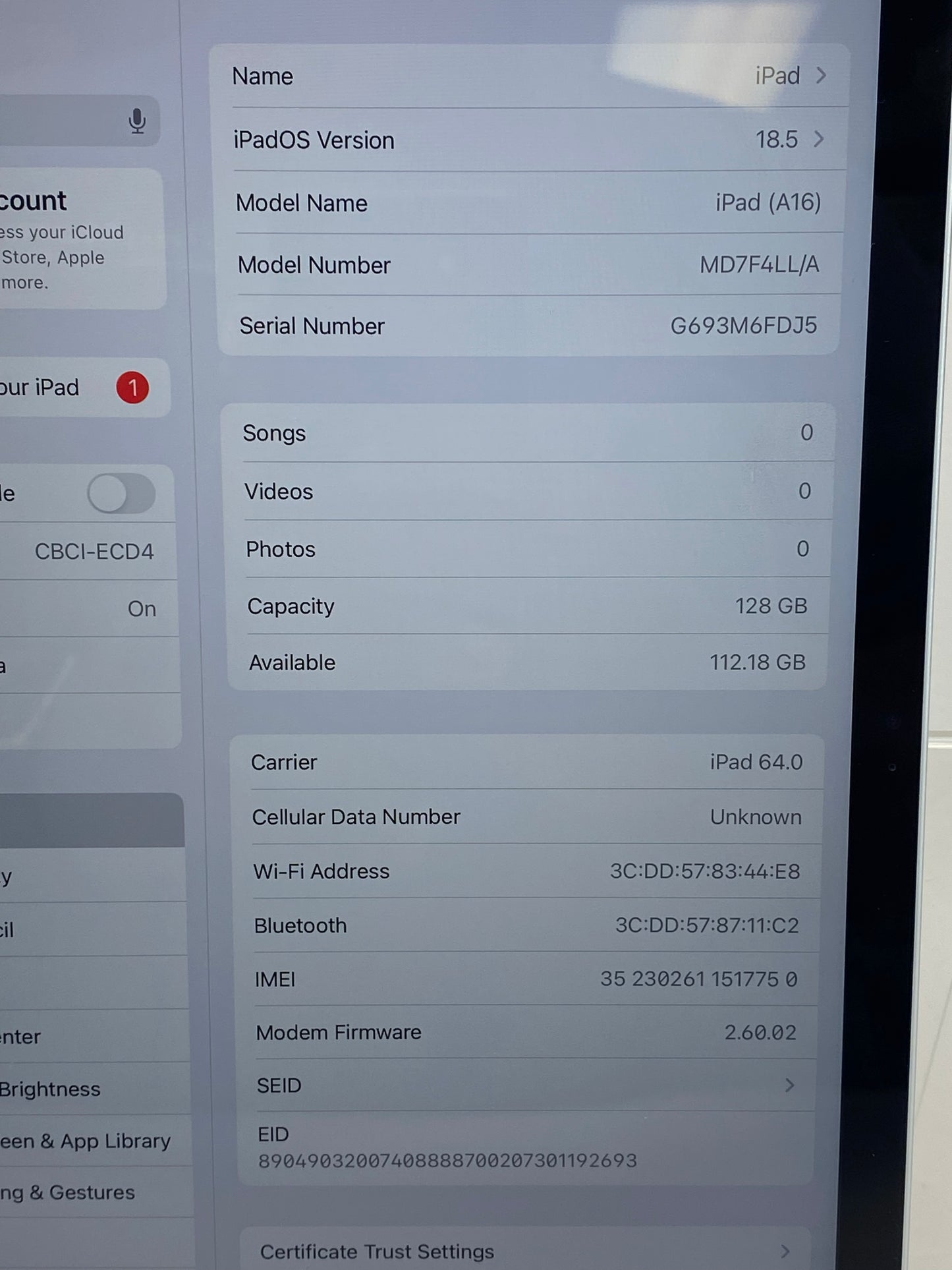 WiFi Only Apple iPad 11" (A16) 128GB Silver MD7F4LL/A