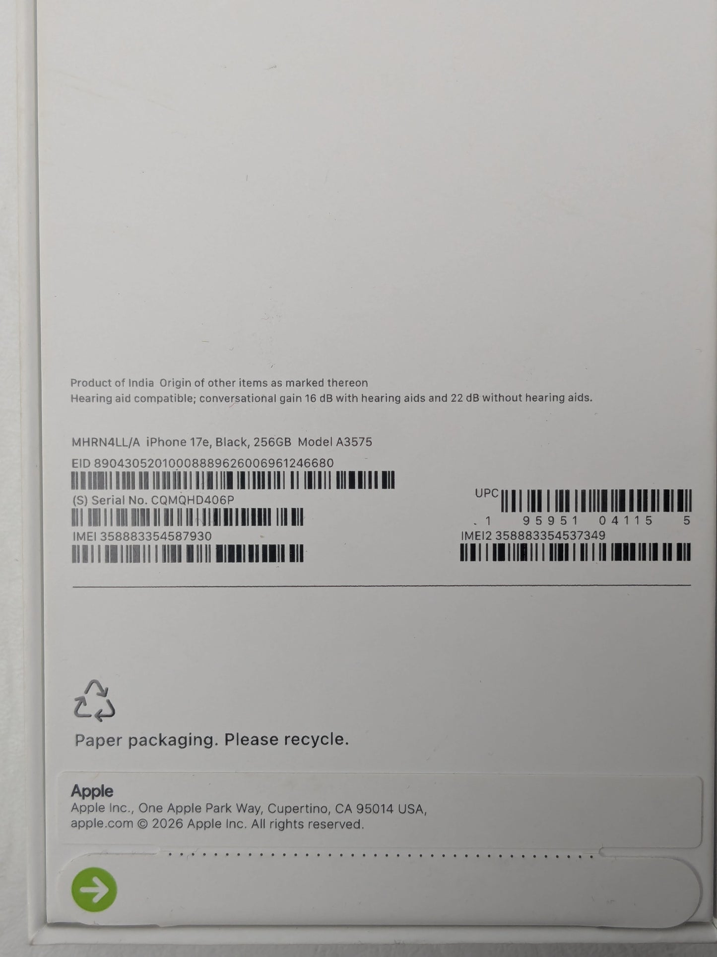 New T-Mobile Apple iPhone 17e 256GB Black MHRN4LL/A