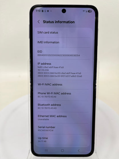 Unlocked Samsung Galaxy Z Flip4 8GB RAM 128GB SM-F721U1 Purple