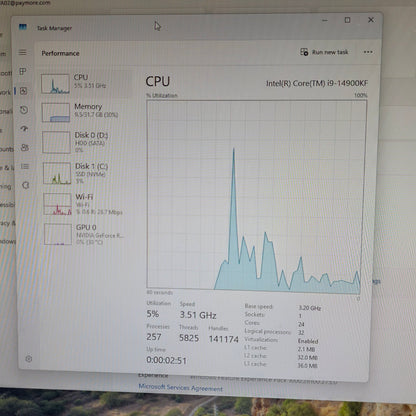 Alienware Aurora i9-149000KF 3.20GHz 32GB RAM 1TB HDD Nvidia GeForce RTX 4070