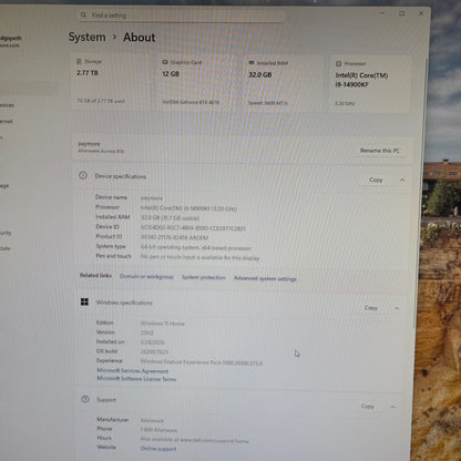 Alienware Aurora i9-149000KF 3.20GHz 32GB RAM 1TB HDD Nvidia GeForce RTX 4070