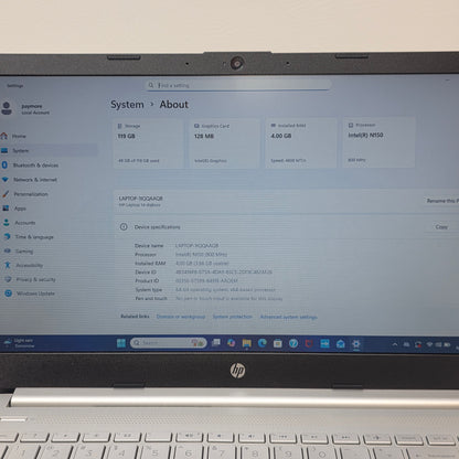 HP Laptop 14-DQ6011DX 14" N150 800Mhz 4GB RAM 128GB SSD