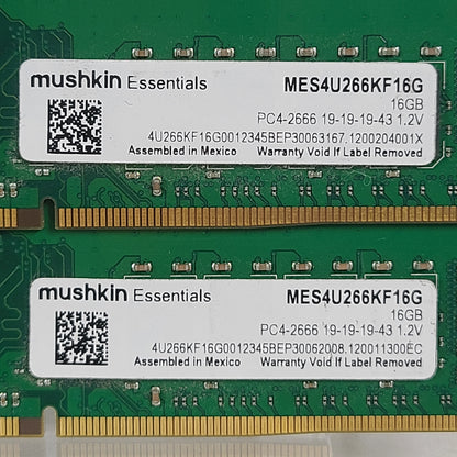 mushkin PC4-2666-19 32GB (2x16GB) RAM DDR4 2666MHz MES4U266KF16G