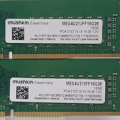 mushkin PC4-2133 15 32GB (2x16GB) RAM DDR4 2133MHz MES4U213FF16G28