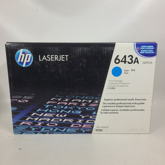 New HP Laserjet 643A Toner Cartridge Cyan Q5951A