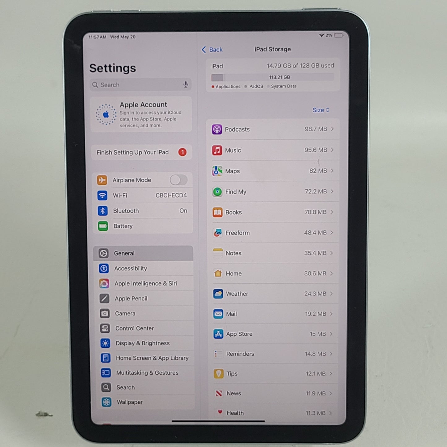 WiFi Only Apple iPad mini (A17 Pro) 128GB Blue MXN73LL/A