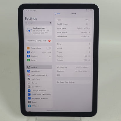 WiFi Only Apple iPad mini (A17 Pro) 128GB Purple MXN93LL/A