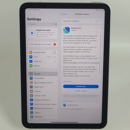 WiFi Only Apple iPad mini (A17 Pro) 128GB Purple MXN93LL/A