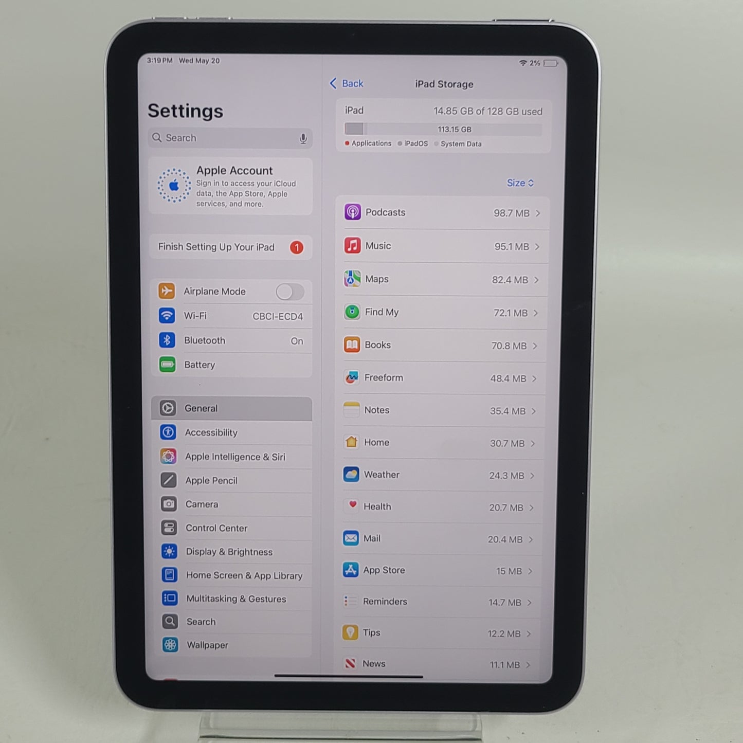 WiFi Only Apple iPad mini (A17 Pro) 128GB Purple MXN93LL/A