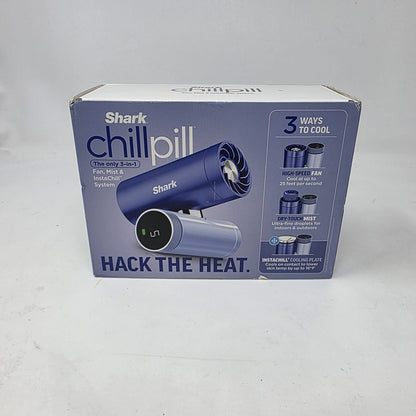 New Shark Chill Pill Blue 3-in-1 Personal Cooling System w/Fan, InstaChill, Mist
