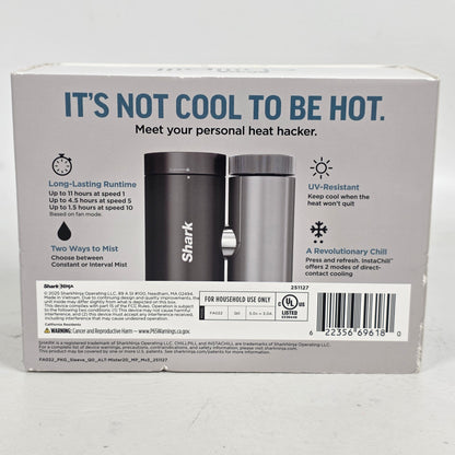 New Shark Chillpill 3-in-1 Portable Cooling Fan Mist & InstaChill