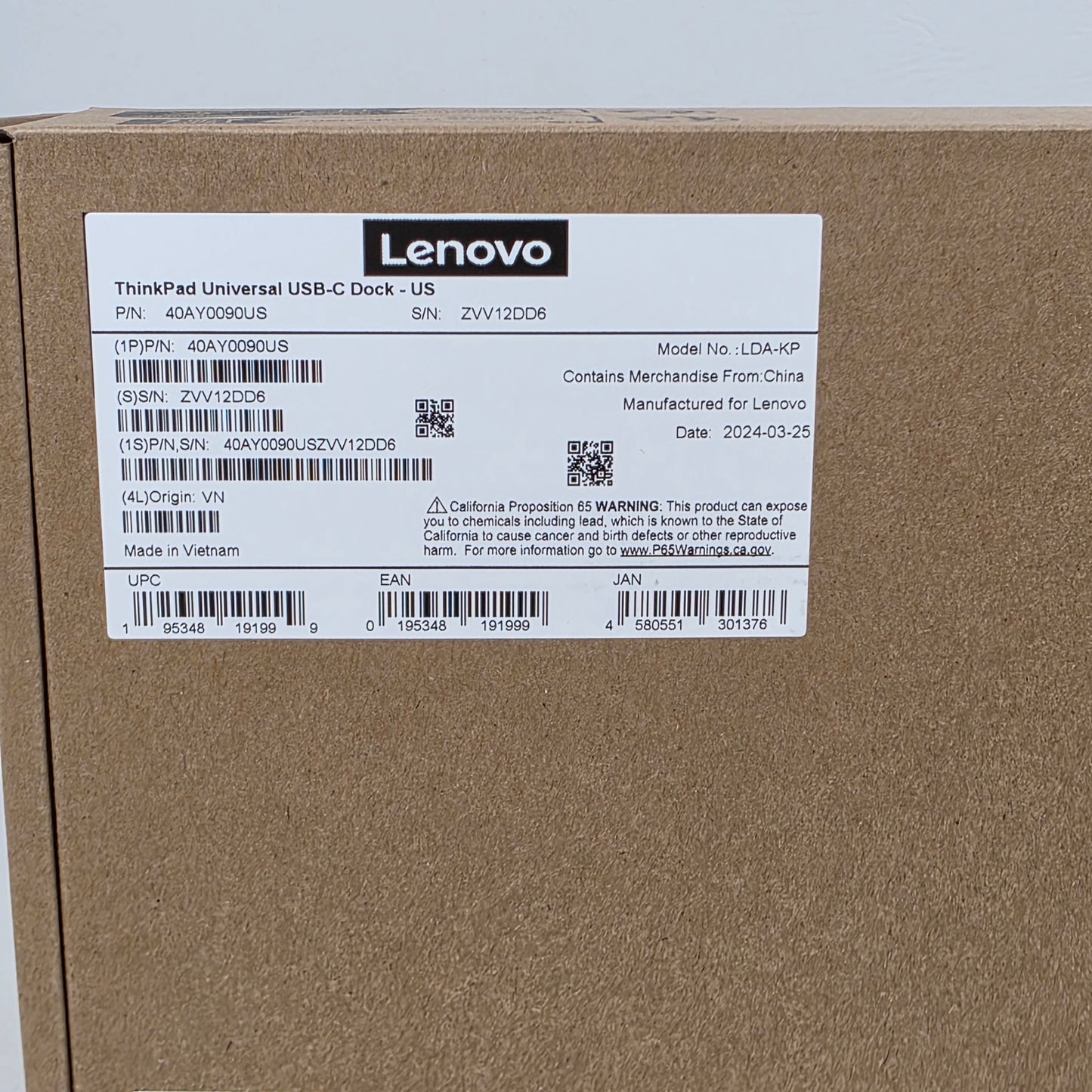 New Lenovo Thinkpad Universal USB-C Dock Docking Station  40AY0090US