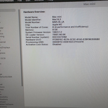 2023 Apple Mac Mini M2 10 Core 3.5GHz 8GB RAM 256GB SSD MMFJ3LL/A