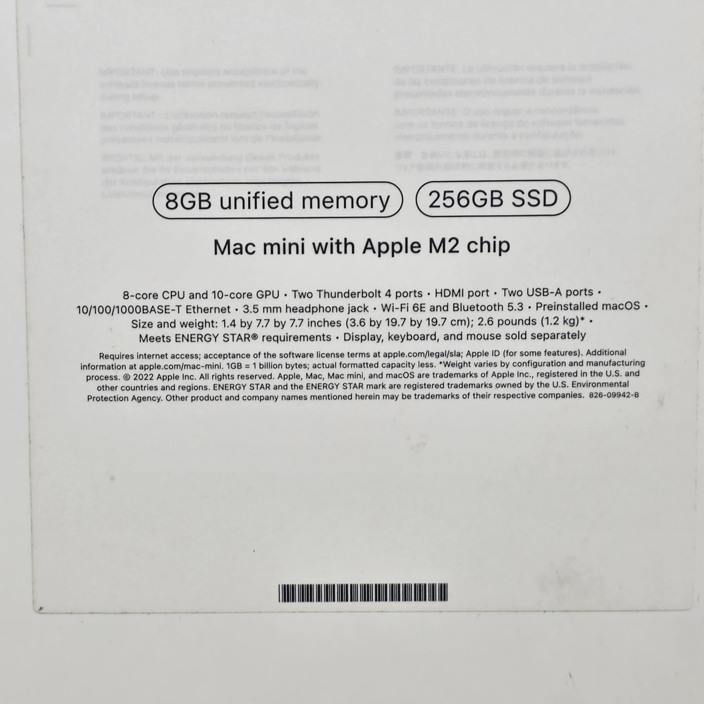 2023 Apple Mac Mini M2 10 Core 3.5GHz 8GB RAM 256GB SSD MMFJ3LL/A