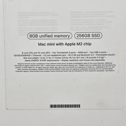 2023 Apple Mac Mini M2 10 Core 3.5GHz 8GB RAM 256GB SSD MMFJ3LL/A