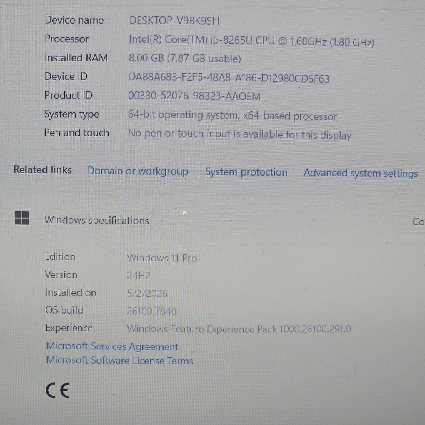 Dell Latitude 3500 15.6" i5-8265U 1.6GHz 8GB RAM 256GB SSD