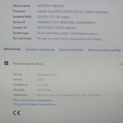 Dell Latitude 3500 15.6" i5-8265U 1.6GHz 8GB RAM 256GB SSD