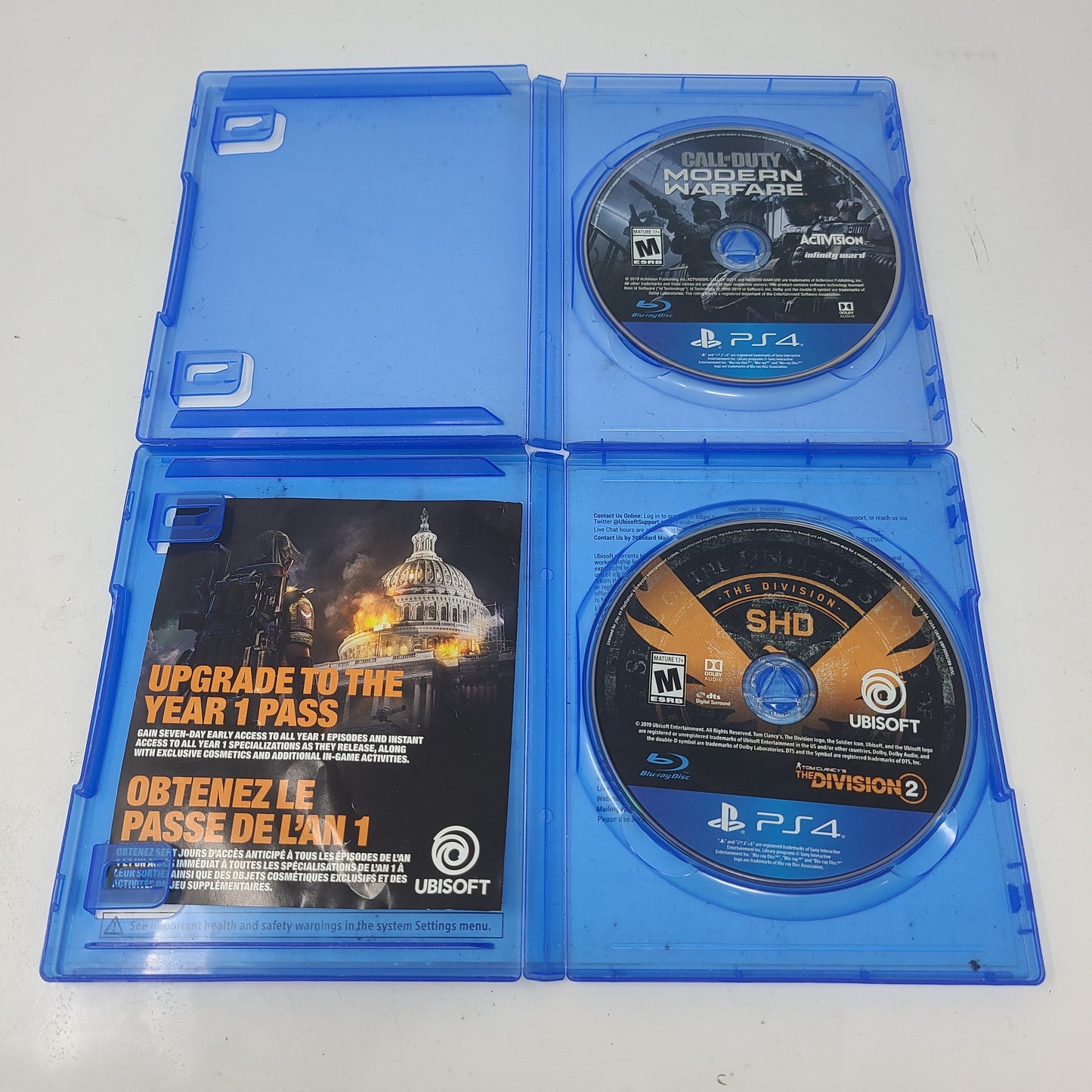 Lot of 2 PS4 Games: Call of Duty Modern Warfare & Tom Clancy's The Division 2