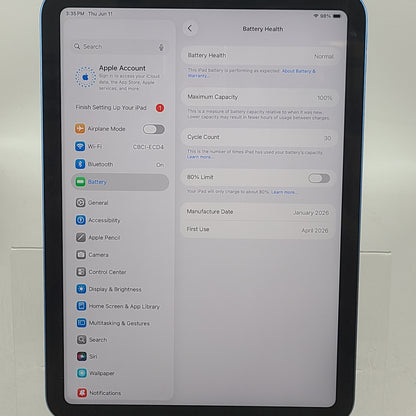 WiFi Only Apple iPad 11" (A16) 128GB Blue MD4A4LL/A