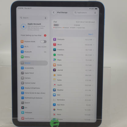 WiFi Only Apple iPad 11" (A16) 128GB Blue MD4A4LL/A