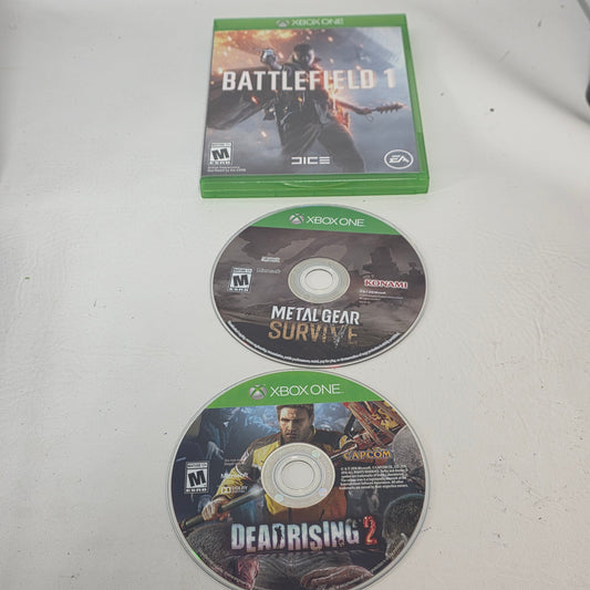 Lot of 3 Xbox One Games Battlefield 1 Dead Rising 2 Metal Gear Survive Mixed 
