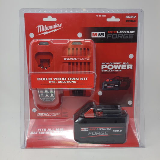 New Milwaukee M18 REDLITHIUM FORGE XC8.0 Starter Kit 48-59-1881 8Ah Battery & Charger