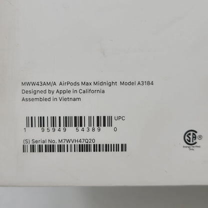 New Apple AirPods Max Wireless Over-Ear Headphones Midnight MWW43AM/A