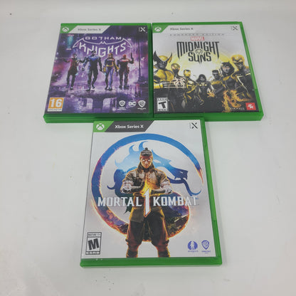 Lot 3 Xbox Series X Game Gotham Knights Midnight Suns Mortal Kombat 1