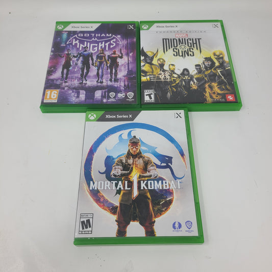 Lot 3 Xbox Series X Game Gotham Knights Midnight Suns Mortal Kombat 1