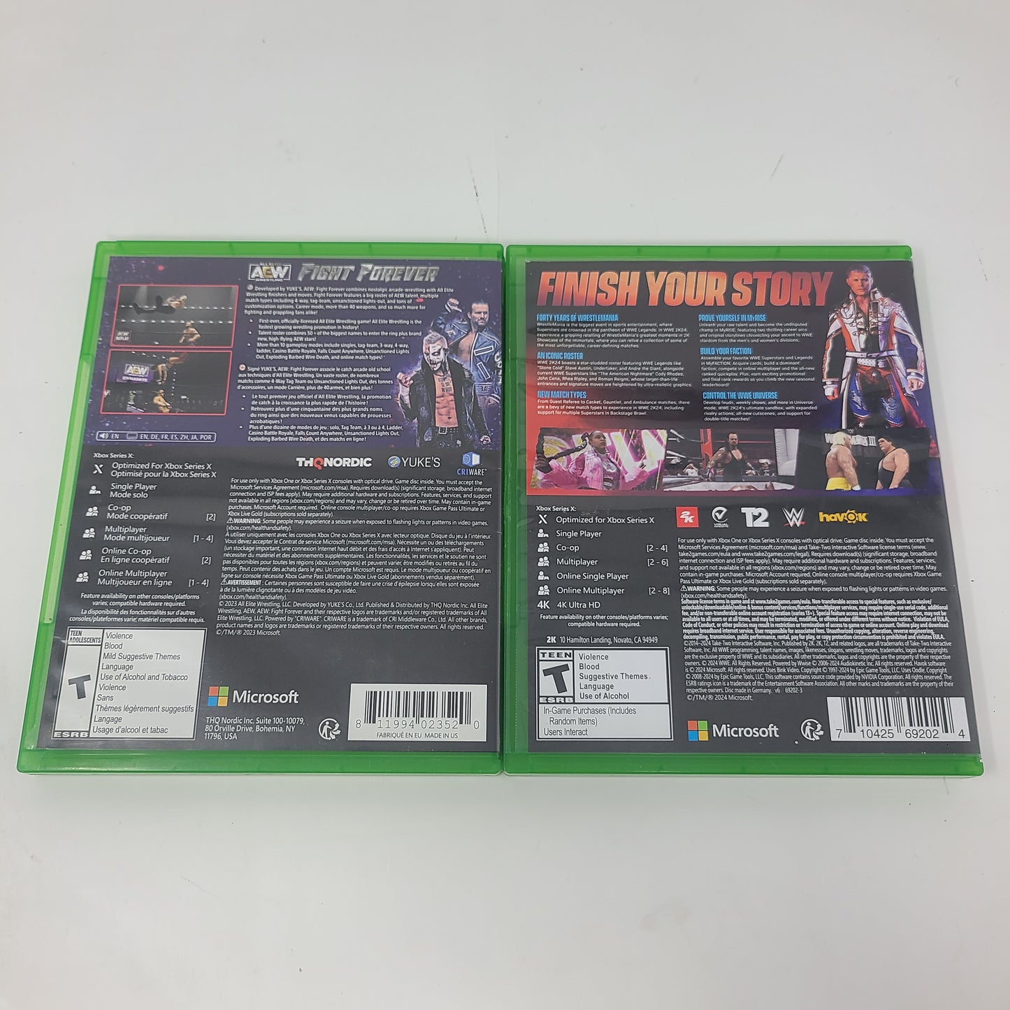 Lot of  2 Microsoft Xbox Series X Games AEW: Fight Forever WWE 2K24