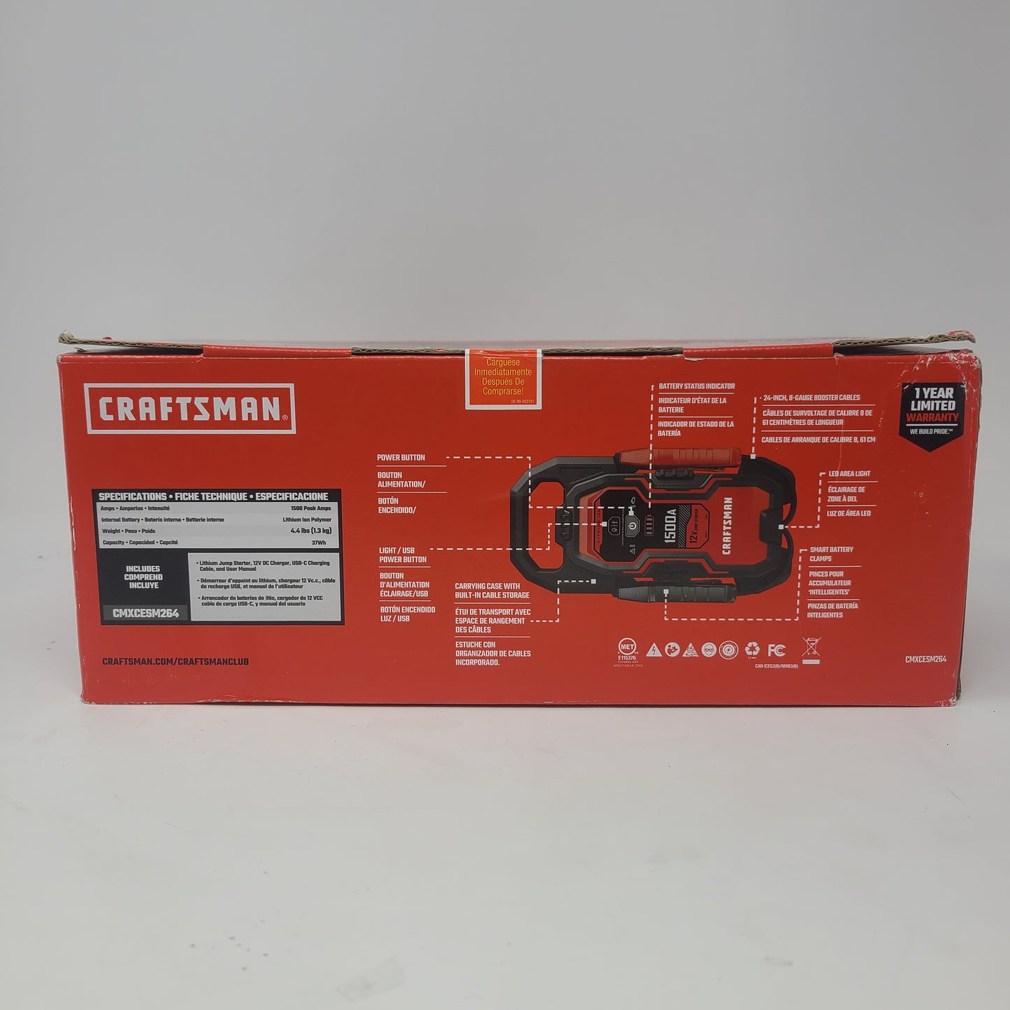 New Craftsman 12V Jump Starter Portable Power Pack CMXCESM264