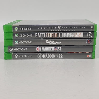 Lot of 5 Games Microsoft Xbox One Madden NFL 22,Madden NFL 23,Need for Speed Rivals,Battlefield 1,Destiny