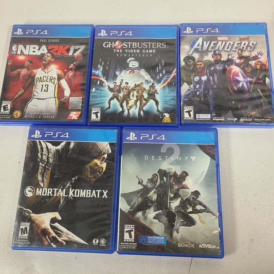 Lot of 5 Sony PlayStation 4 PS4 Games NBA 2K17,Ghostbusters,Marvel's Avengers,Mortal Kombat X,Destiny 2