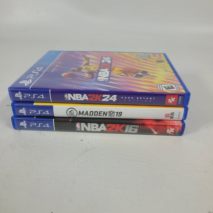 Lot of 3 Games Sony PlayStation 4 PS4 Madden NFL 19,NBA 2K16,NBA 2K24
