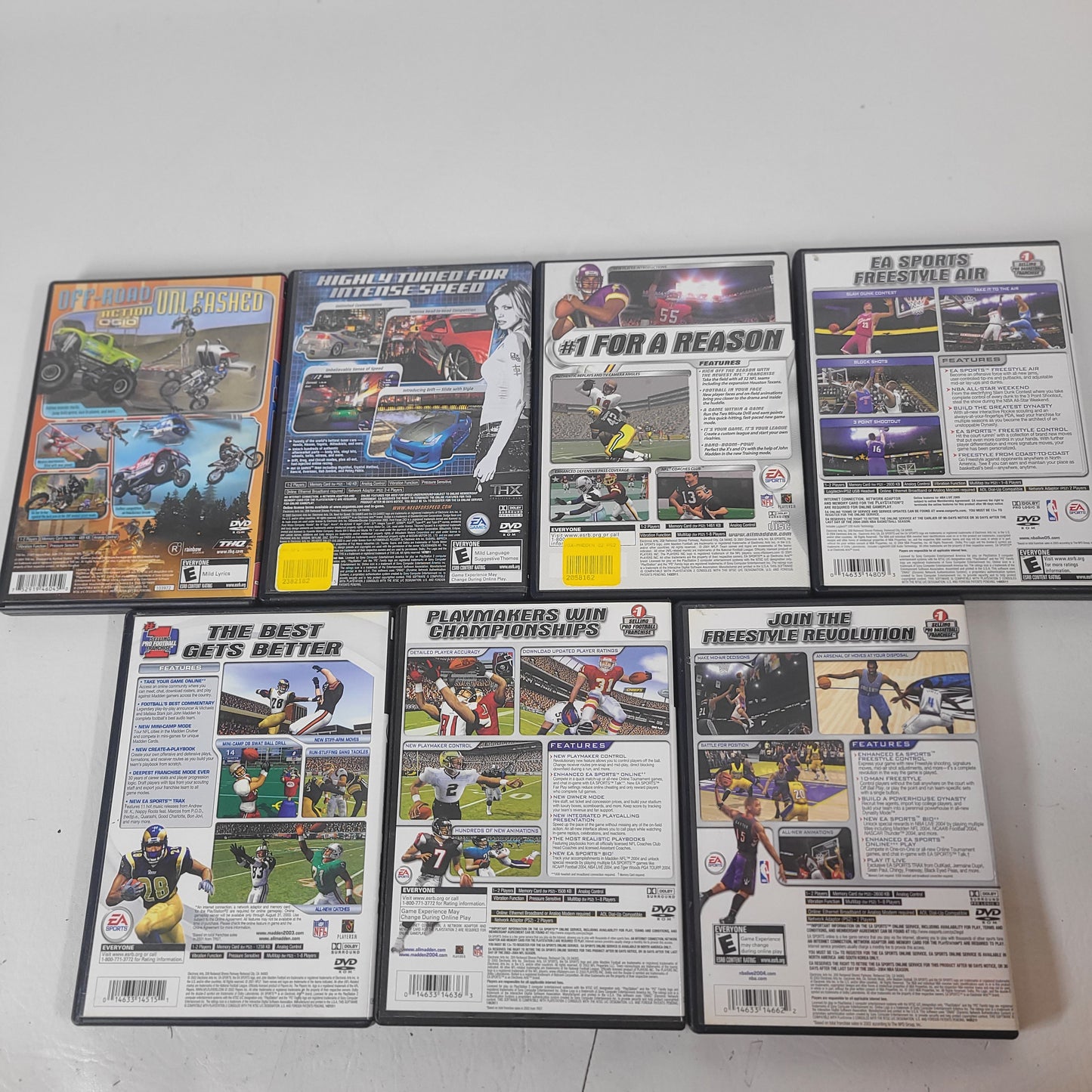 Lot of 7 Sony PlayStation 2 PS2 Games Madden NFL 2002 2003 2004 NBA Live 2004