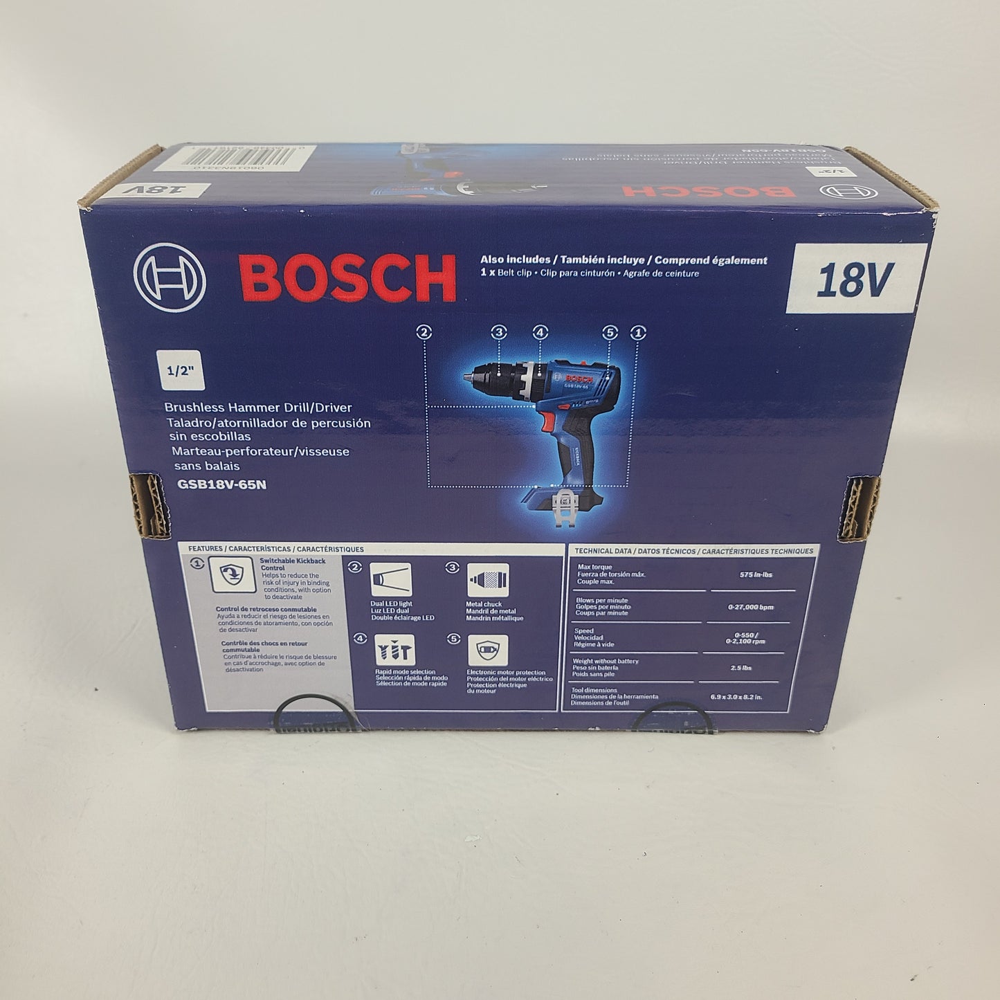 New Bosch GSB18V-65N 18V  1/2" Brushless Hammer Drill