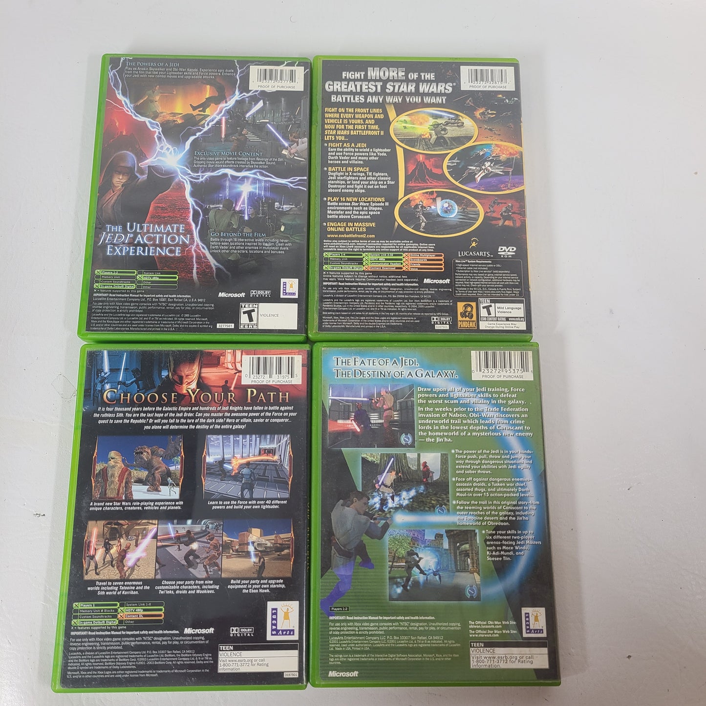 Lot of 4 Original Microsoft Xbox Star Wars Games Obi-Wan KOTOR Battlefront 2 