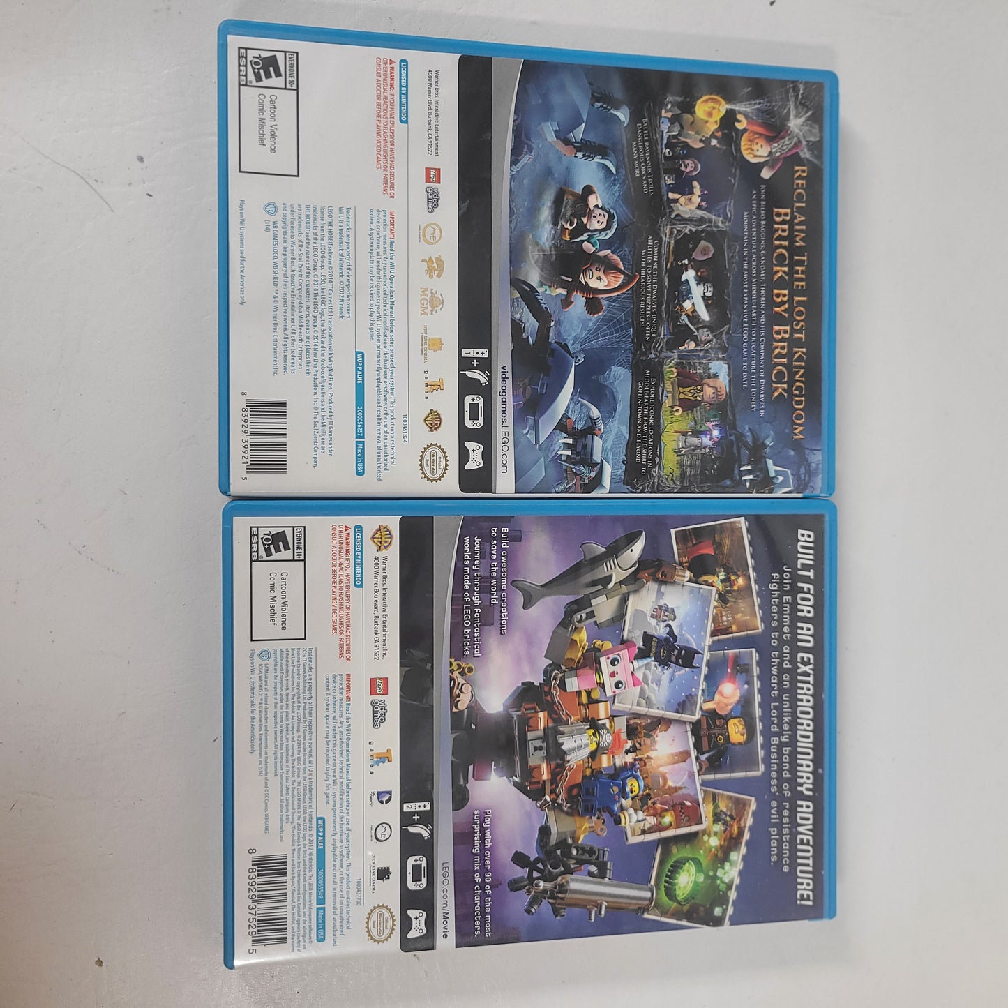Lot of 2 Nintendo Wii U LEGO Games The Hobbit & The LEGO Movie Videogame