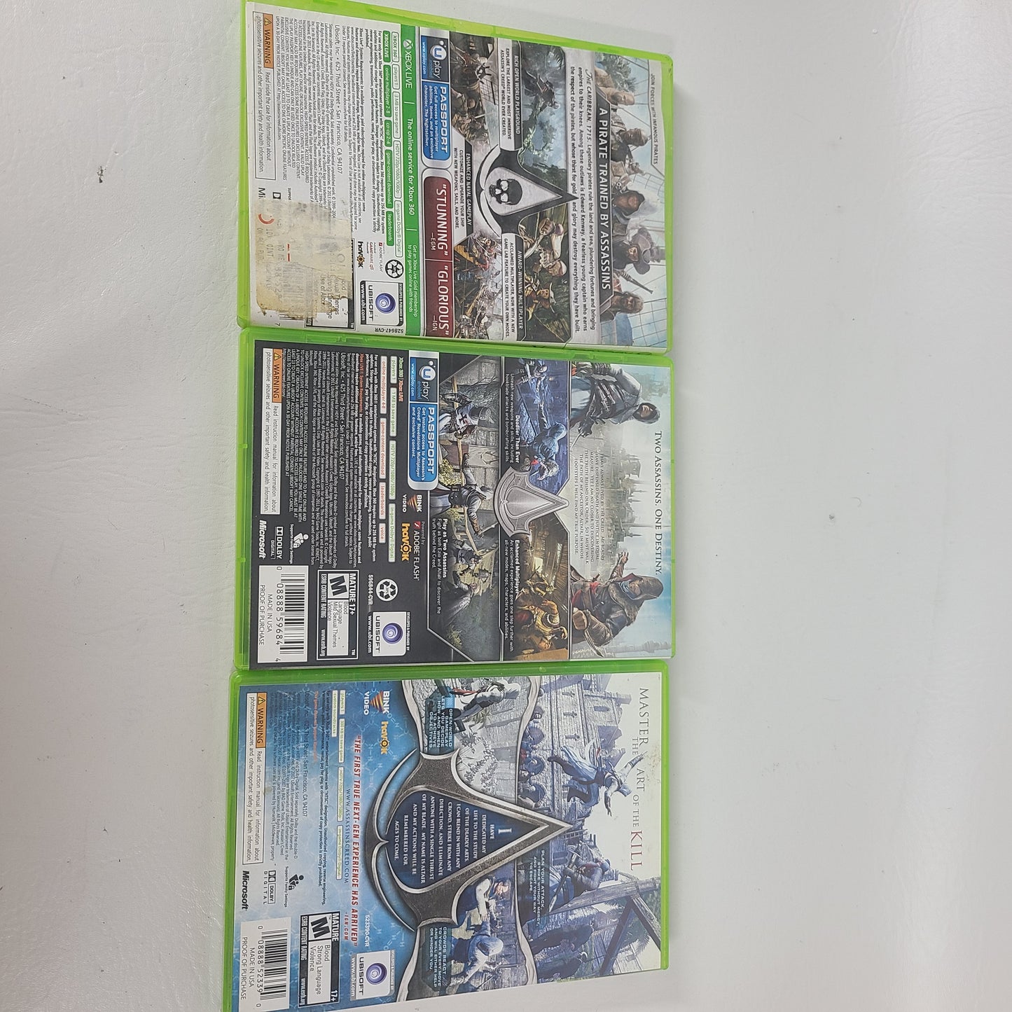 Lot of 3 Microsoft Xbox 360 Assassin’s Creed Games - AC1 Revelations Signature