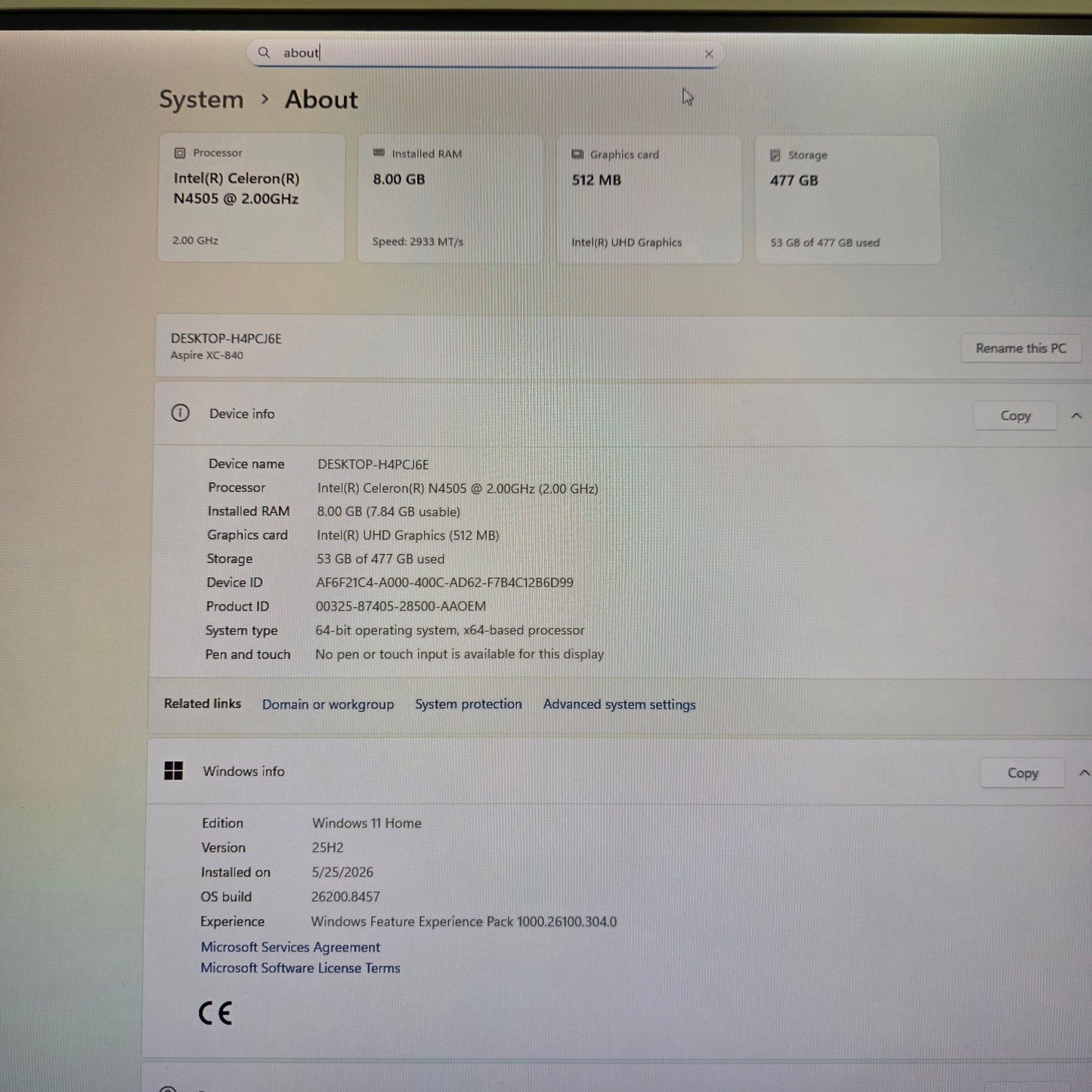 Acer Custom PC Core i5-12400 2.0GHz 8GB RAM 512GB SSD Intel