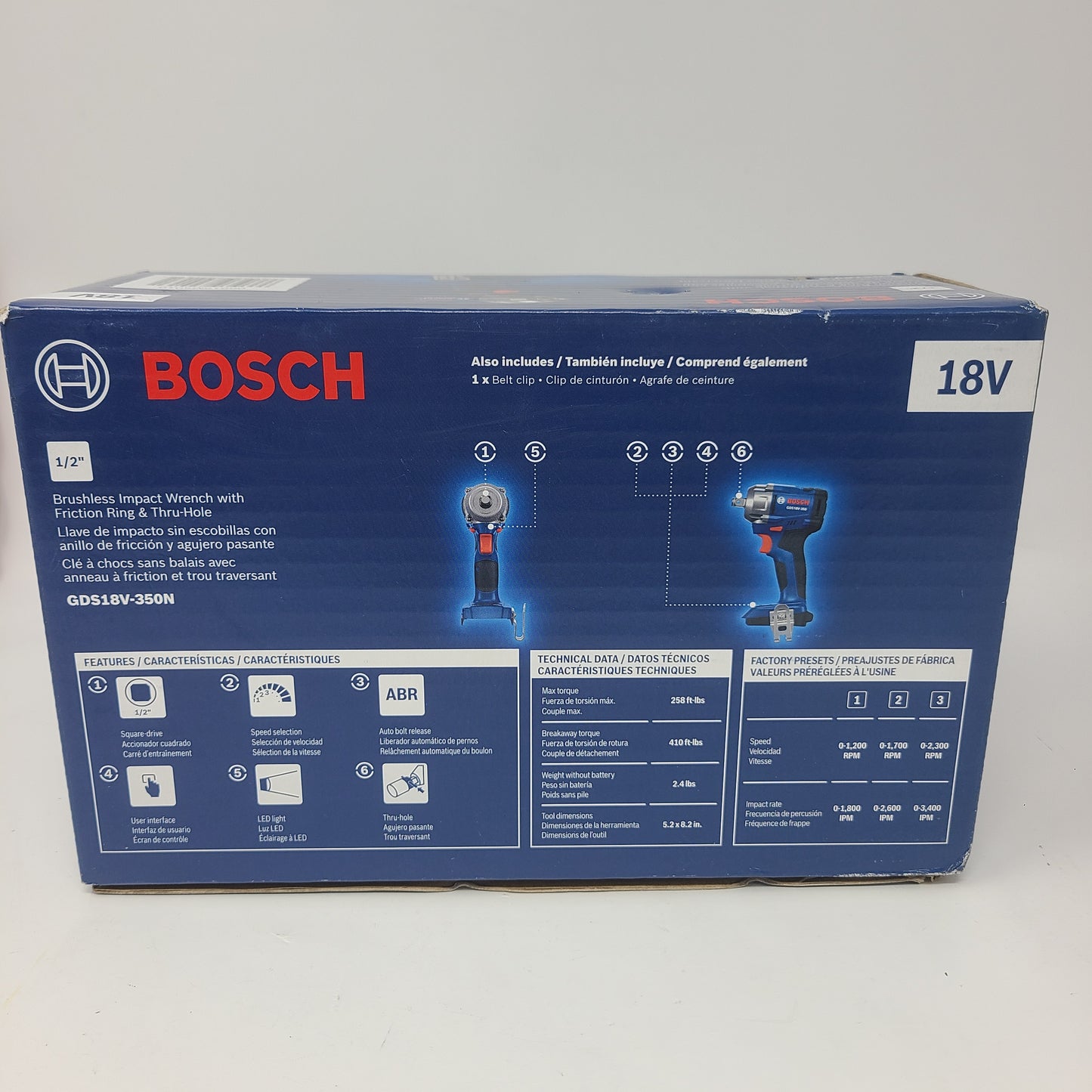 New Bosch Power Tools 18V Brushless ½" Mid Torque Impact Wrench