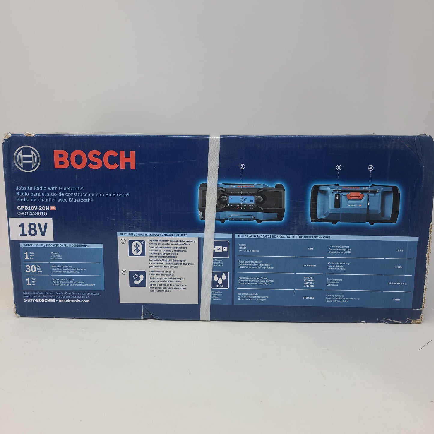 New Bosch 18V Compact Jobsite Radio w/ Bluetooth GPB18V-2CN