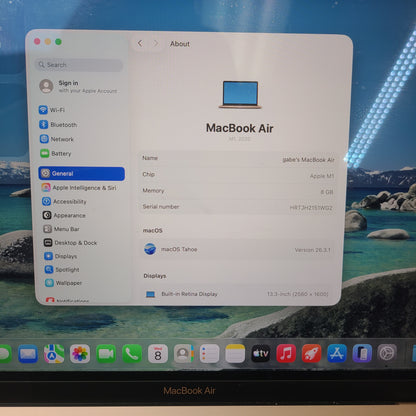 2020 Apple MacBook Air 13.3" M1 8C GPU 3.2GHz 8GB RAM 256GB SSD MGND3LL/A
