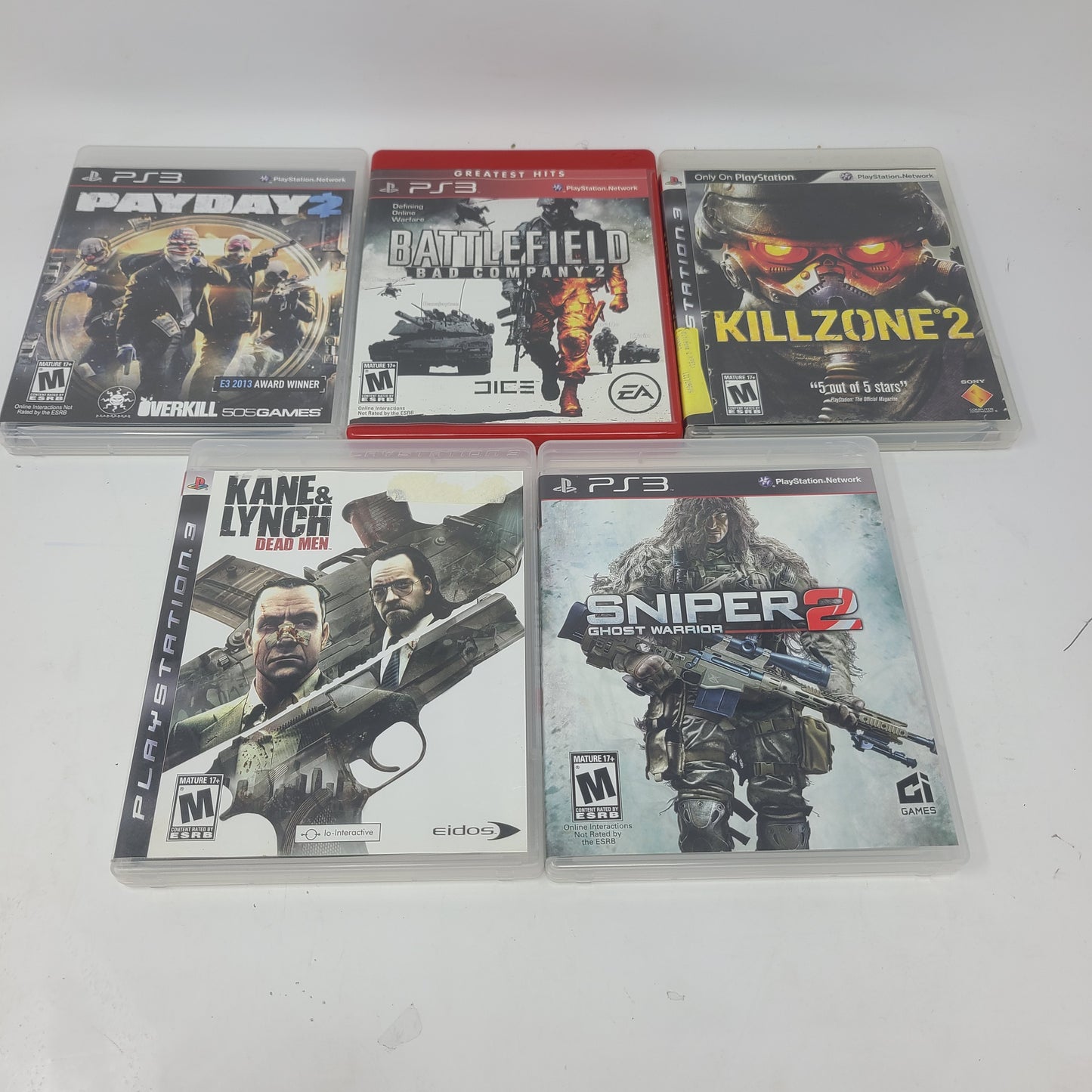 Lot of 5 PS3 Game  Sony PlayStation 3 Sniper Ghost Warrior 2 Battlefield Bad  