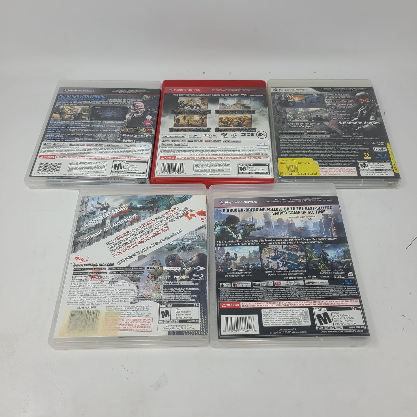 Lot of 5 PS3 Game  Sony PlayStation 3 Sniper Ghost Warrior 2 Battlefield Bad  